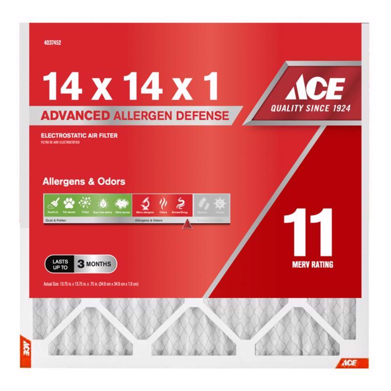 Ace 14 in. W X 14 in. H X 1 in. Polypropylene 11 MERV Pleated Air Filter 1 pk