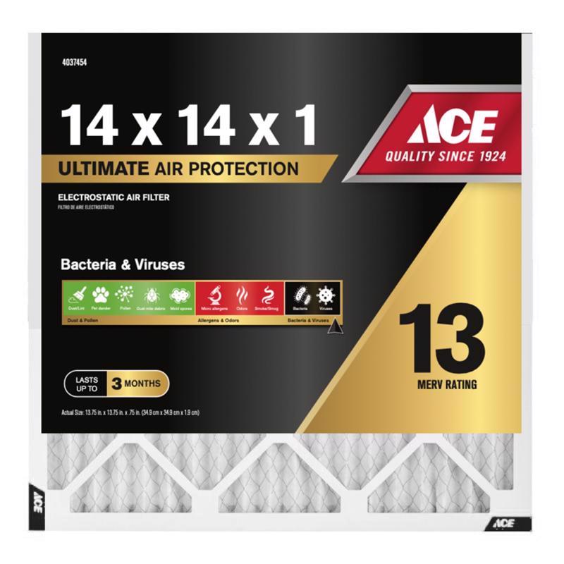 Ace 14 in. W X 14 in. H X 1 in. Polypropylene 13 MERV Pleated Air Filter 1 pk