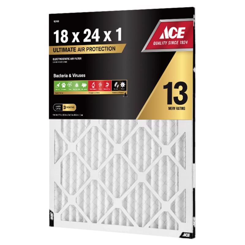 Ace 18 in. W X 24 in. H X 1 in. Polypropylene 13 MERV Pleated Air Filter 1 pk