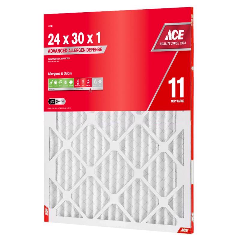 Ace 24 in. W X 30 in. H X 1 in. Polypropylene 11 MERV Pleated Air Filter 1 pk