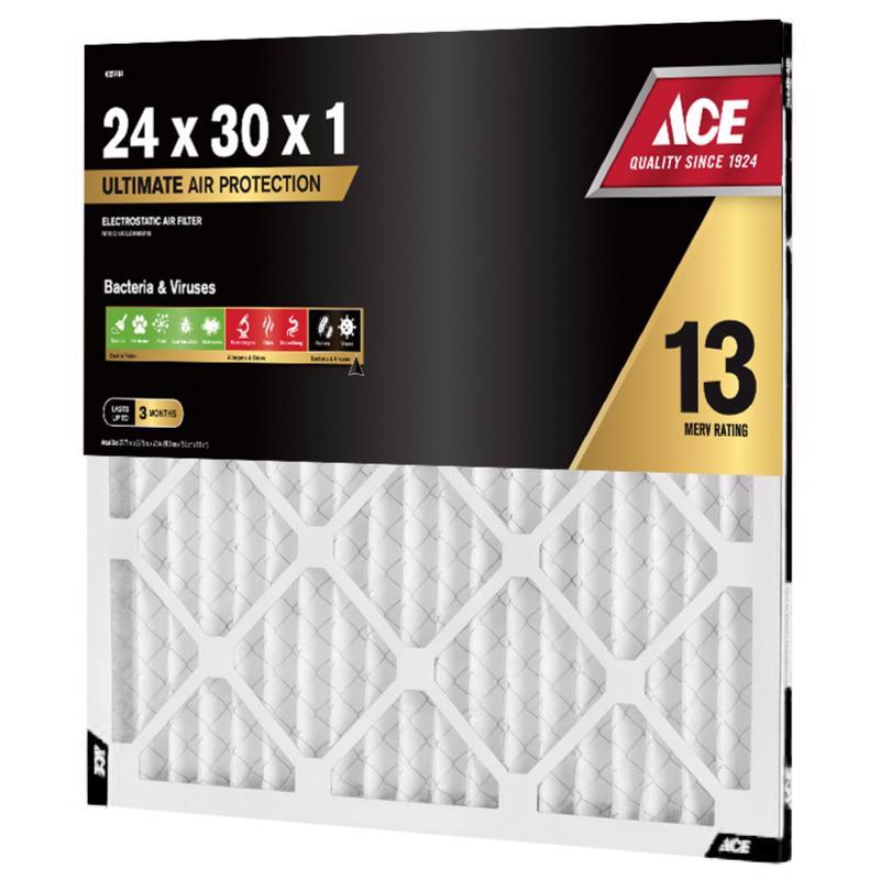 Ace 24 in. W X 30 in. H X 1 in. Polypropylene 13 MERV Pleated Air Filter 1 pk