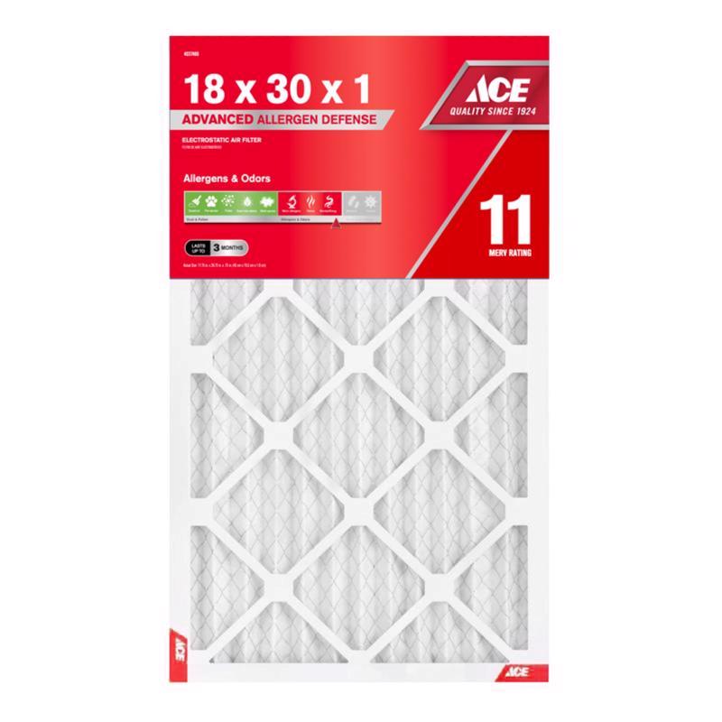 Ace 18 in. W X 30 in. H X 1 in. Polypropylene 11 MERV Pleated Air Filter 1 pk