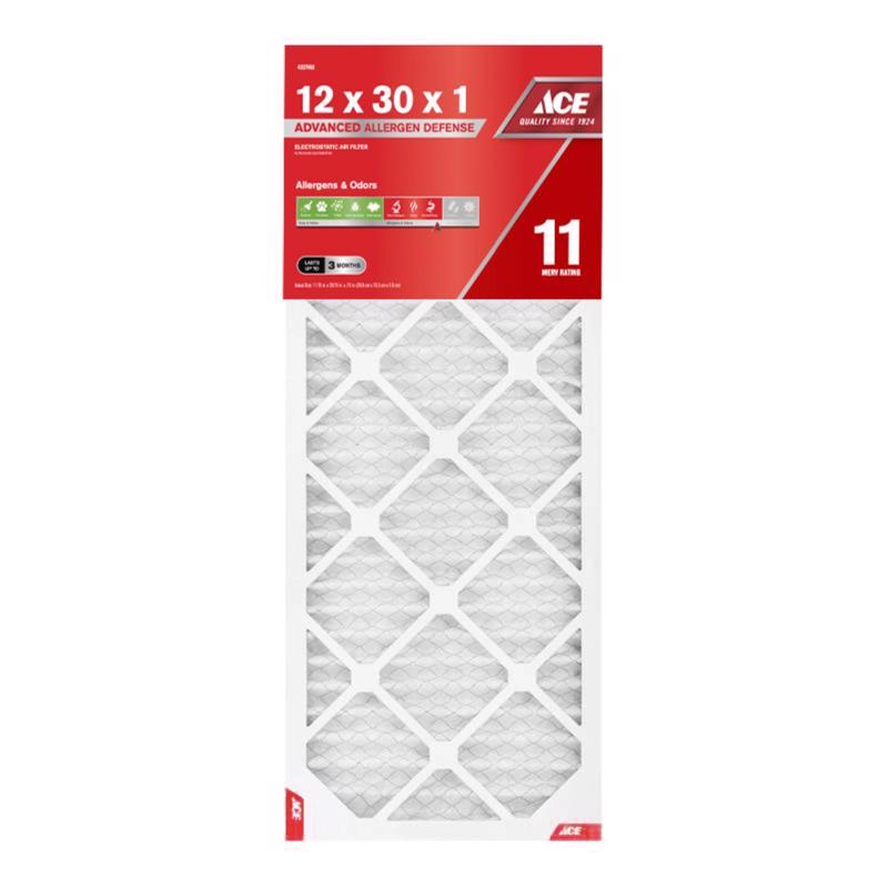 Ace 12 in. W X 30 in. H X 1 in. Polypropylene 11 MERV Pleated Air Filter 1 pk