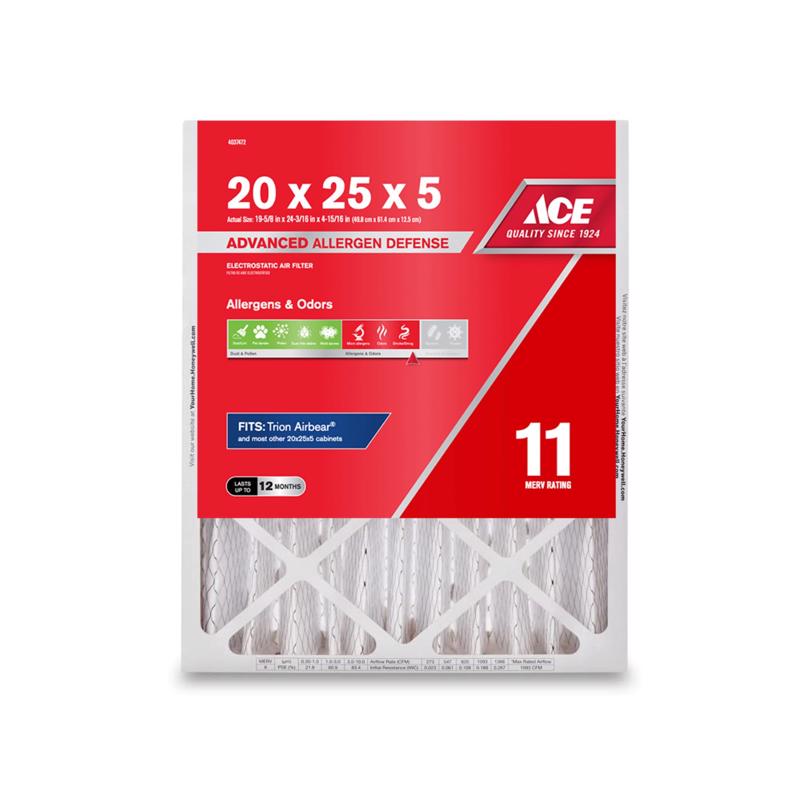 Ace 20 in. W X 25 in. H X 5 in. Polypropylene 11 MERV Pleated Air Filter 1 pk