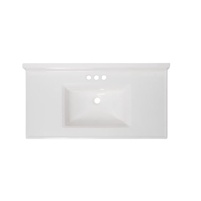 Arstar Cultured Marble Bathroom Sink 49.75 in. W X 22.5 in. D White