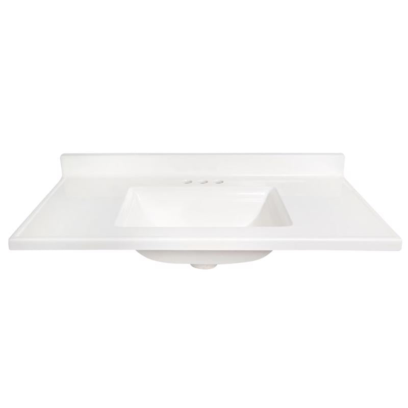 Arstar Cultured Marble Bathroom Sink 49.75 in. W X 22.5 in. D White