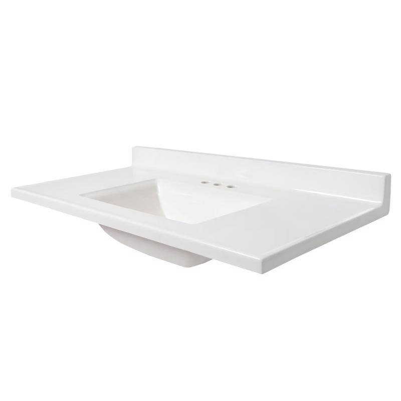 Arstar Cultured Marble Bathroom Sink 49.75 in. W X 22.5 in. D White