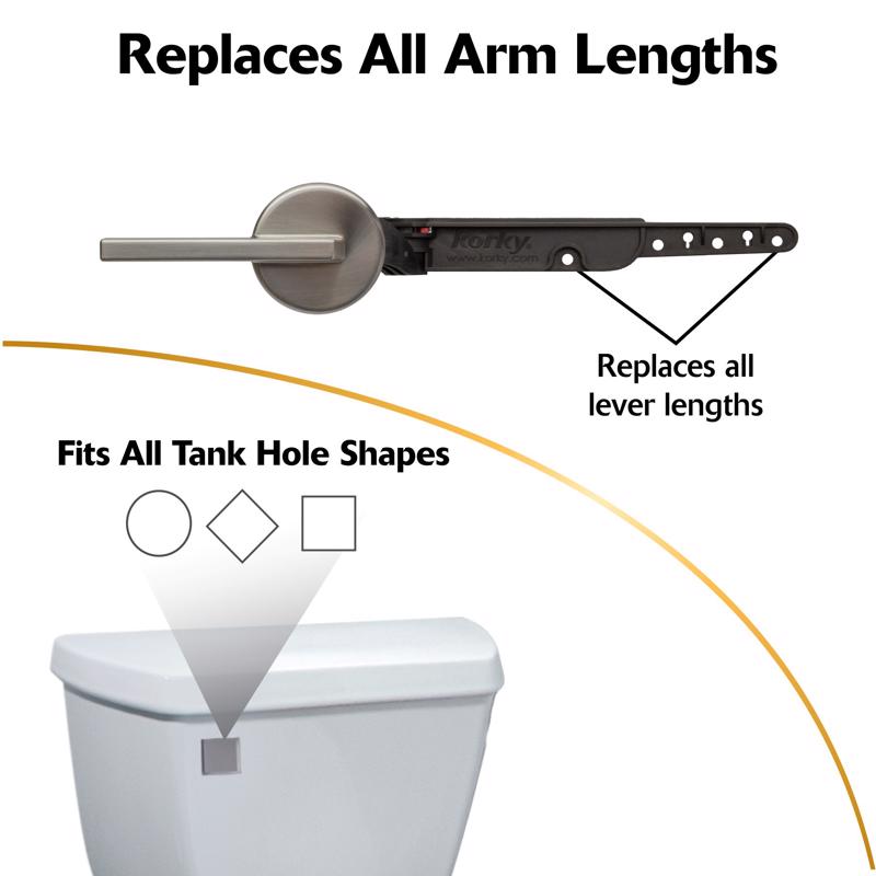 Korky Tank Lever Black/Silver Brushed Nickel For Universal