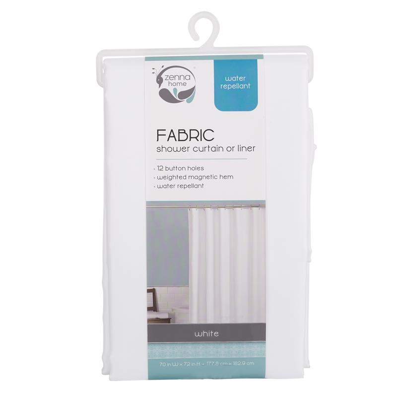 Zenna Home 72 in. H X 70 in. W White Shower Curtain Fabric