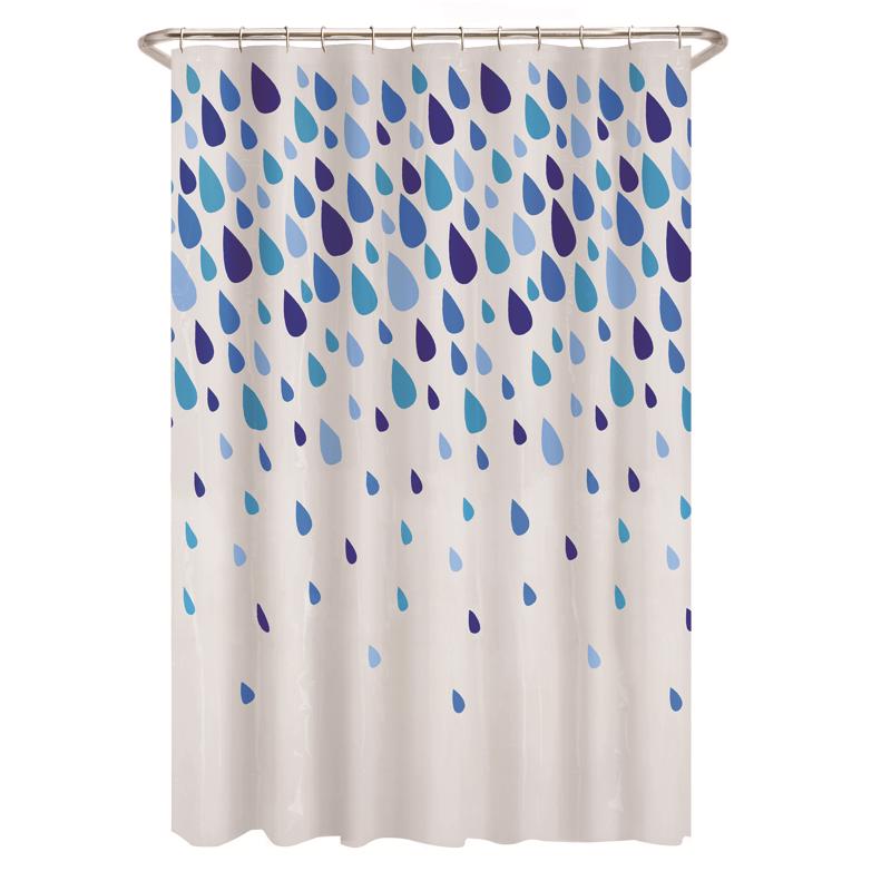 Zenna Home 72 in. H X 70 in. W Blue Raindrops Shower Curtain PEVA