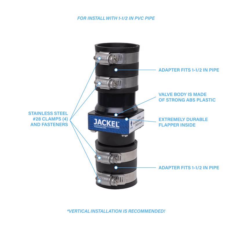 Jackel 1-1/2 in. D ABS/PVC Check Valve