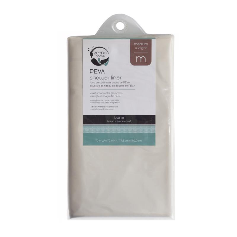 Zenna Home 72 in. H Bone Shower Curtain Liner PEVA