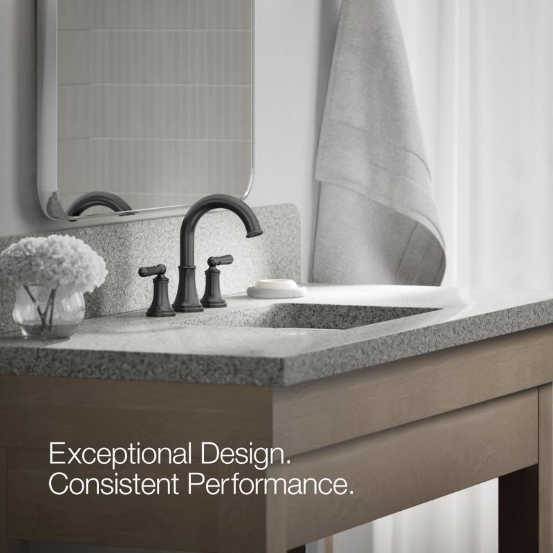 Kohler Facile Traditional 8 Inch Widespread Matte Black Faucet and Bath Hardware Kit