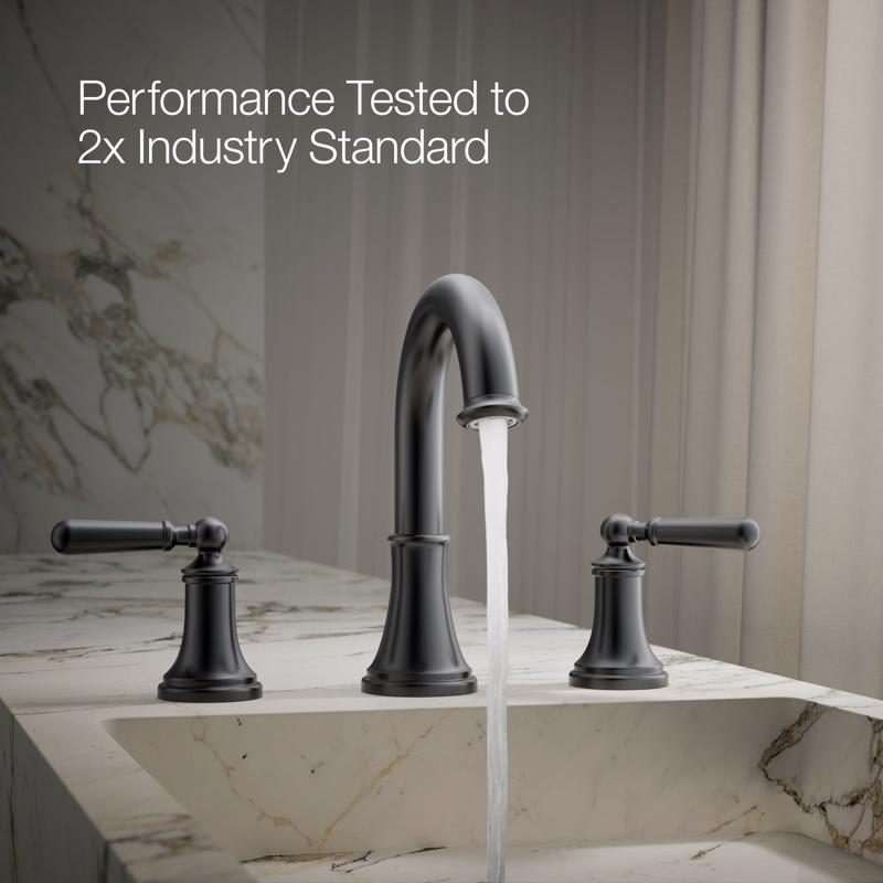 Kohler Facile Traditional 8 Inch Widespread Matte Black Faucet and Bath Hardware Kit