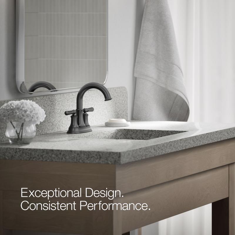 Kohler Traditional 4 Inch Centerset Matte Black Faucet and Bath Hardware Kit