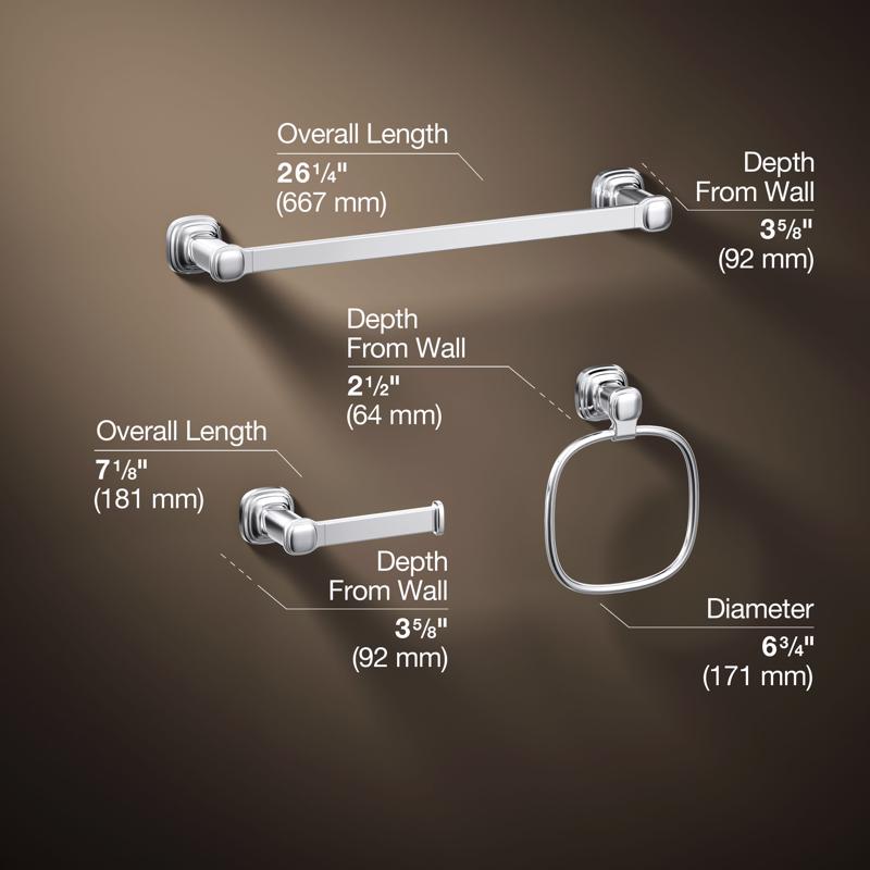 Kohler Modern Single-Handle Polished Chrome Faucet and Bath Hardware Kit