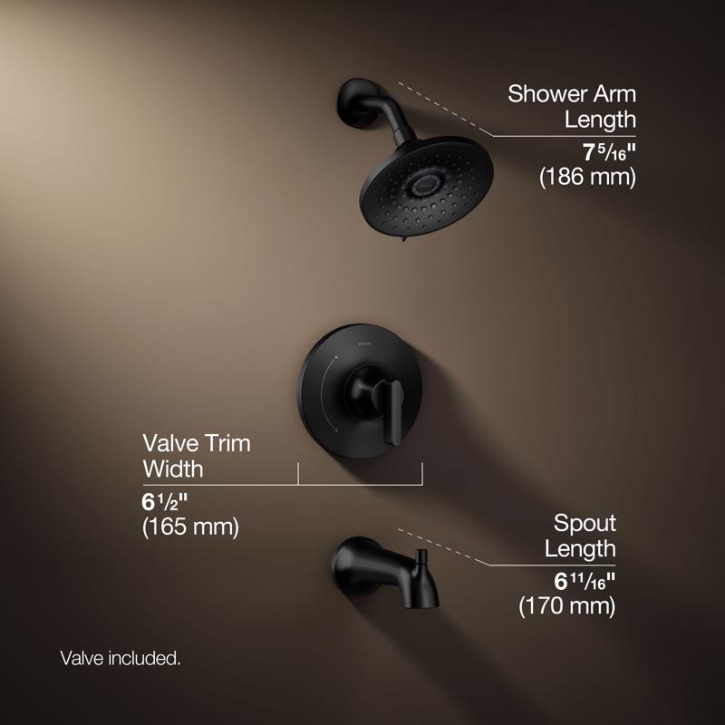 Kohler Sivaro Modern 8 Inch Widespread Matte Black Faucet and Bath Hardware Kit