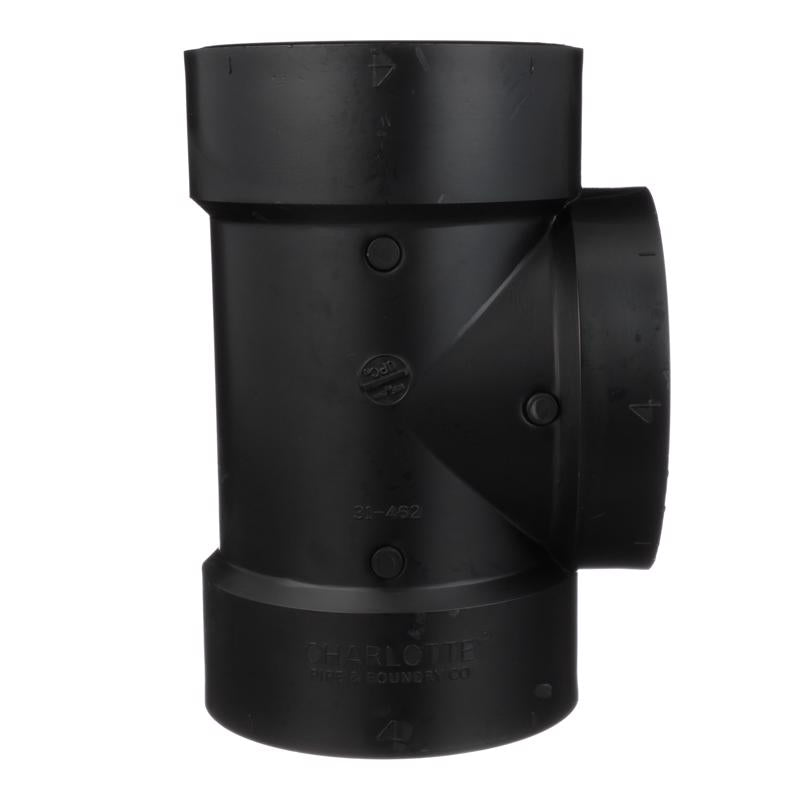Charlotte Pipe 4 in. Hub X 4 in. D Hub ABS Flush Cleanout Tee