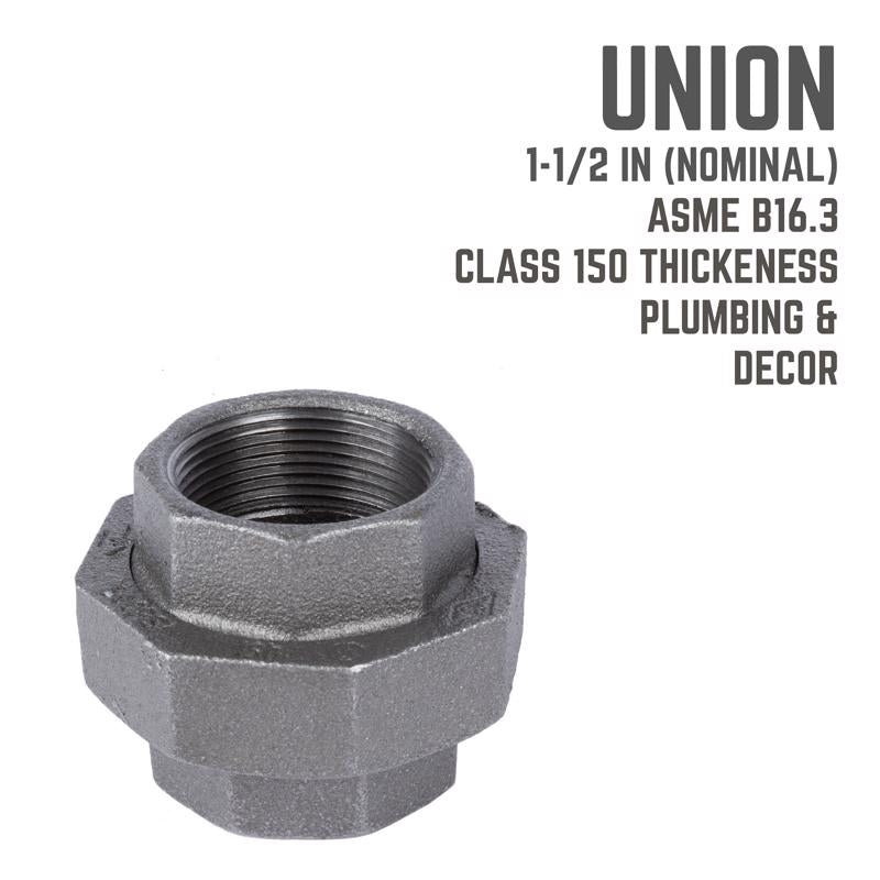 STZ Industries 1-1/2 in. FIP each X 1-1/2 in. D FIP Black Malleable Iron Union