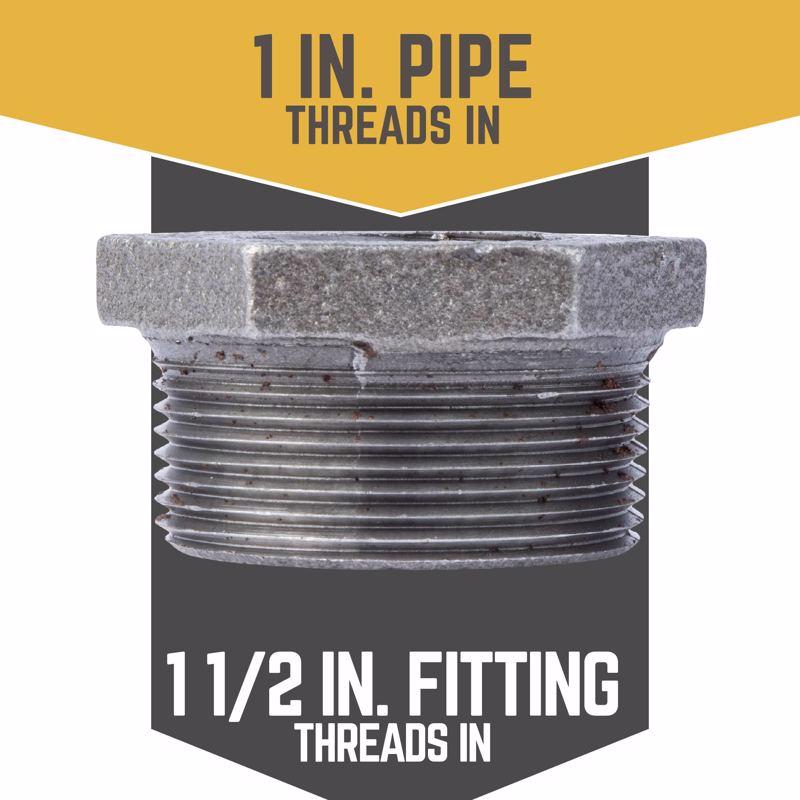 STZ Industries 1-1/2 in. MIP each X 1 in. D FIP Black Malleable Iron Hex Bushing