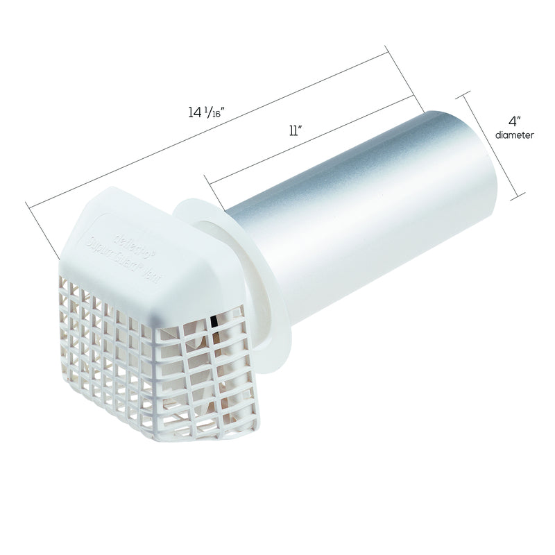 Deflect-O 4 in. W X 4 in. L White Aluminum/Plastic Dryer Vent Hood