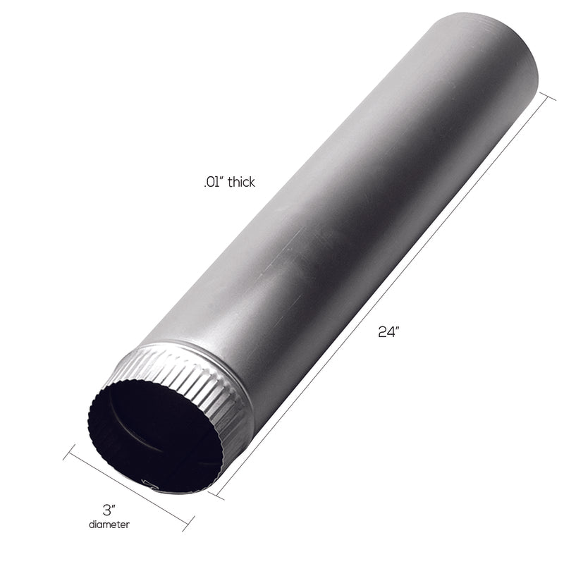 Deflect-O 24 in. L X 3 in. D Silver Aluminum Vent Pipe