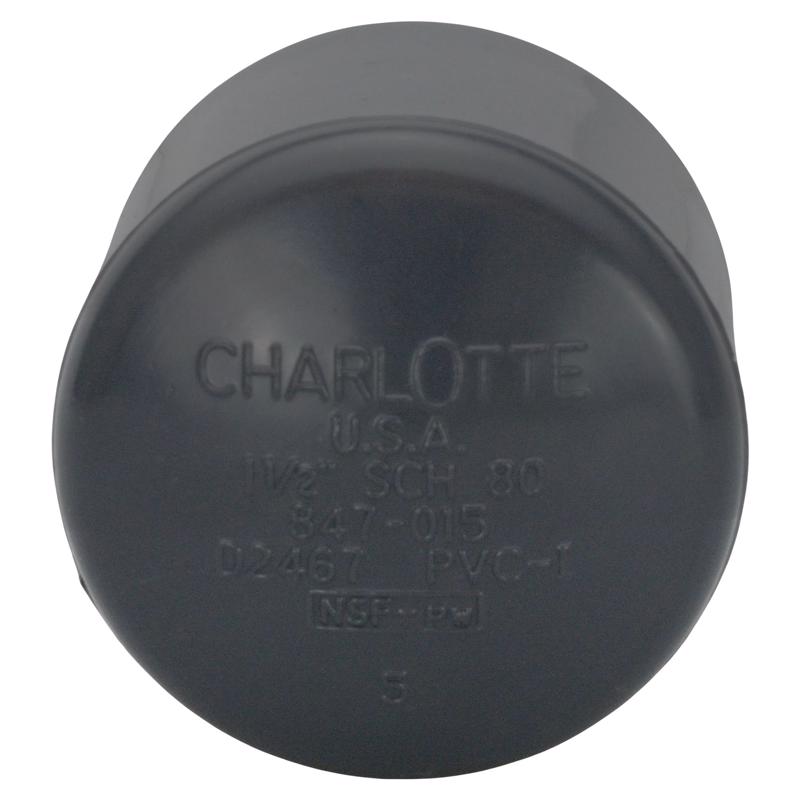 Charlotte Pipe Schedule 80 1/2 in. Slip X 1/2 in. D Socket PVC Cap 1 pk