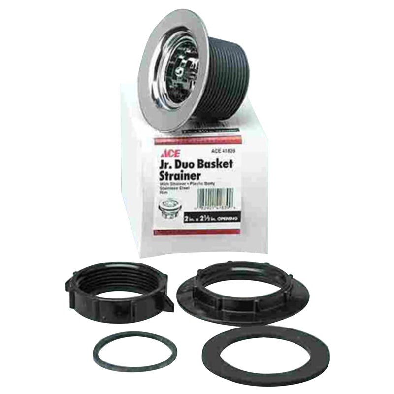 Ace 2-1/2 in. D Chrome Plastic Junior Duo Strainer Multicolored