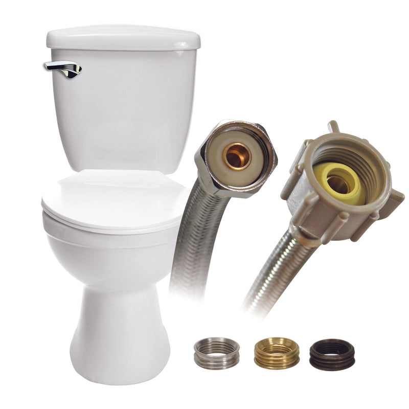 Fluidmaster 1/2 in. Ballcock Ah X 7/8 in. D Ballcock 12 in. Braided Stainless Steel Supply Line