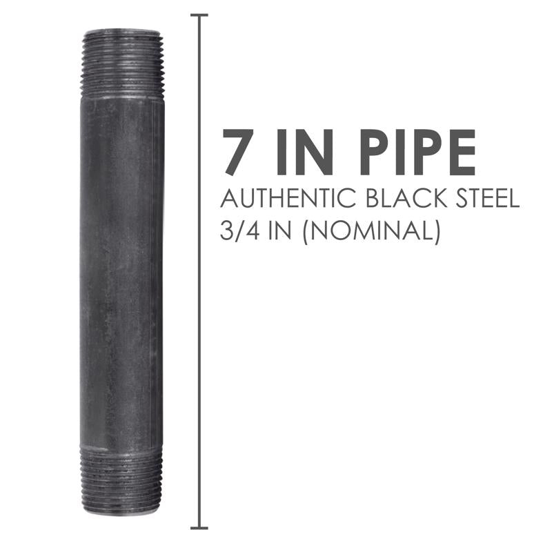 STZ Industries 3/4 in. MIP each X 3/4 in. D MIP Black Steel 7 in. L Nipple