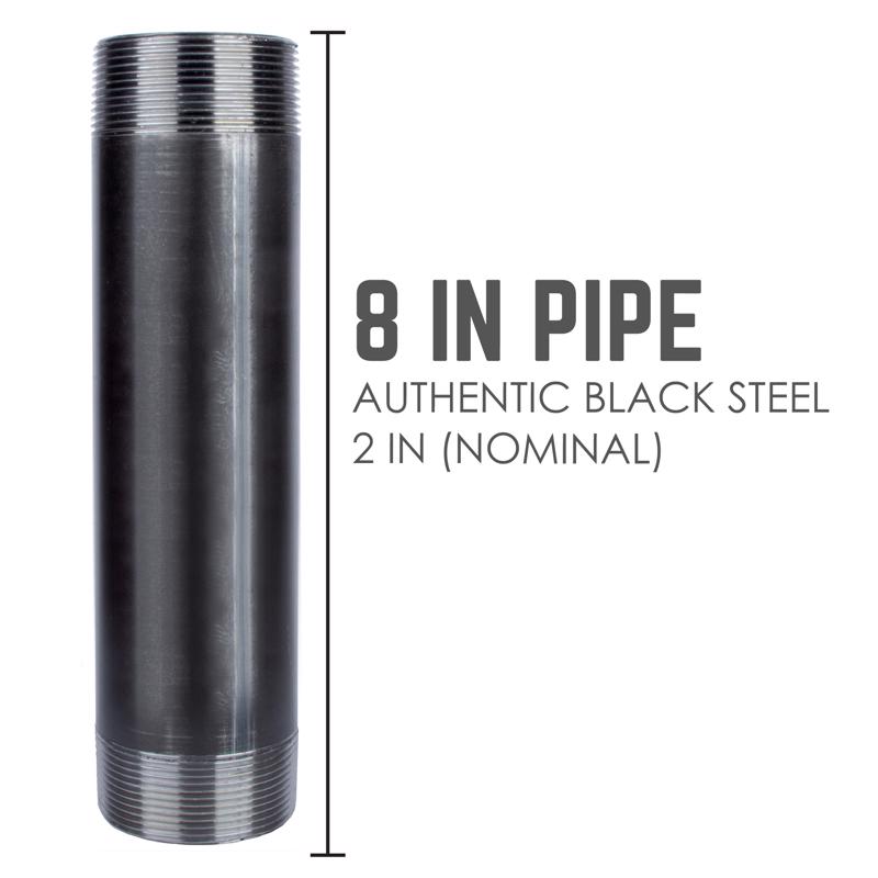 STZ Industries 2 in. MIP each X 2 in. D MIP Black Steel 8 in. L Nipple