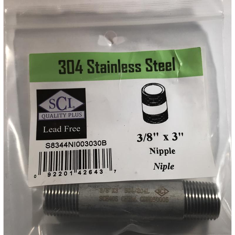 NIPPLE SS 3/8" X 3"