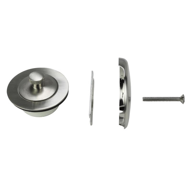 Danco 1-1/2 in. Brushed Nickel Round Brass Lift and Turn Tub Drain Trim Kit
