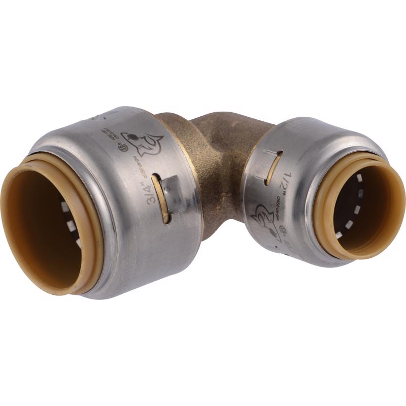 SharkBite 3/4 in. Push X 1/2 in. D Push Brass Reducing Elbow