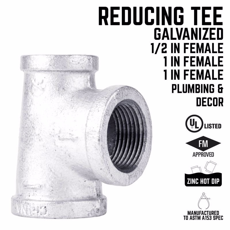 STZ Industries 1 in. FIP each X 3/4 in. D FIP 1 in. D FIP Galvanized Malleable Iron Reducing Tee