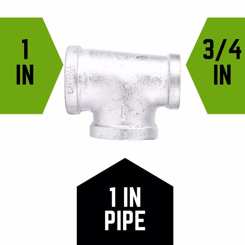 STZ Industries 1 in. FIP each X 3/4 in. D FIP 1 in. D FIP Galvanized Malleable Iron Reducing Tee