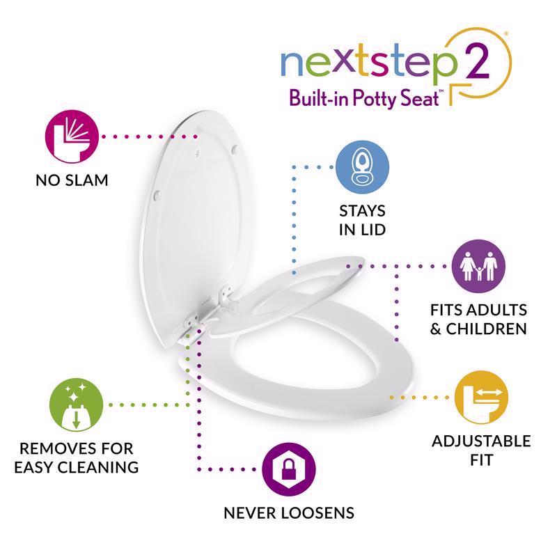 Mayfair by Bemis NextStep2 Slow Close Elongated White Enameled Wood Toilet Seat