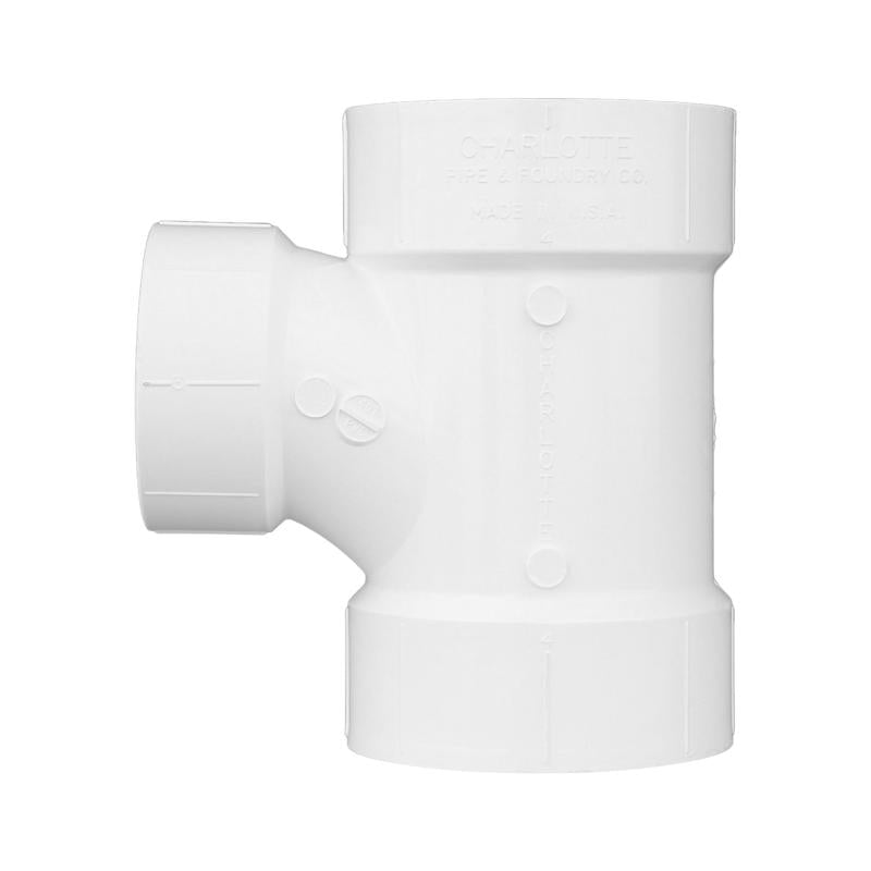 Charlotte Pipe Schedule 40 4 in. Hub X 4 in. D Hub PVC Sanitary Tee 1 pk