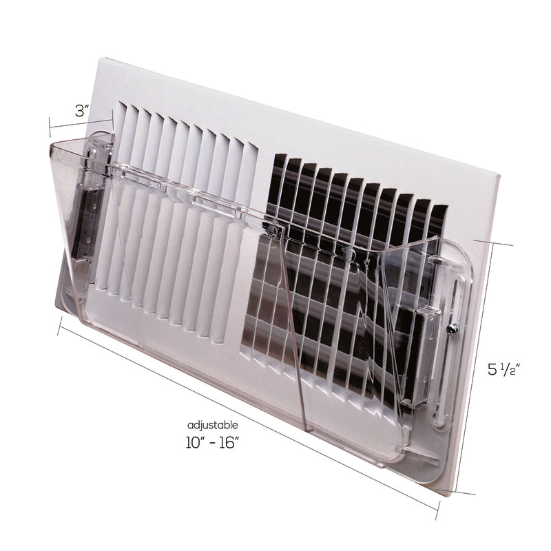 Deflect-O 5-1/2 in. H X 10-16 in. W 1-Way Silver Plastic Air Deflector