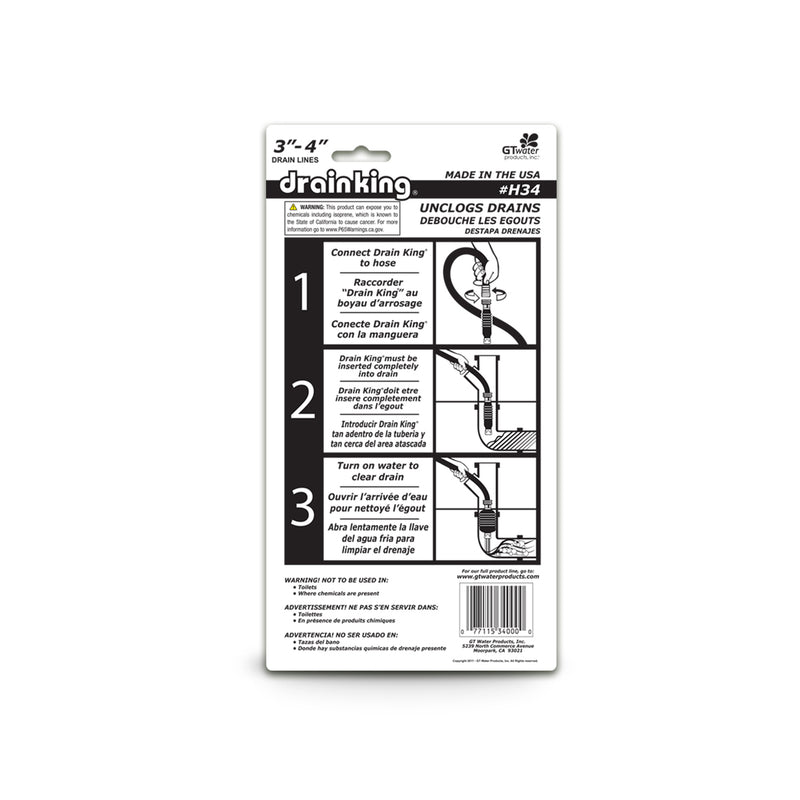 GT Water Products Drain King 0 ft. L Drain Unclogger