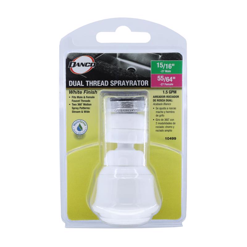 Danco Dual Thread 15/16 in.- 27M x 55/64 in.-27F White Swivel Sprayrator