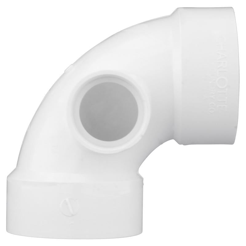 Charlotte Pipe Schedule 40 3 in. Hub X 3 in. D Hub PVC 90 Degree Elbow 1 pk