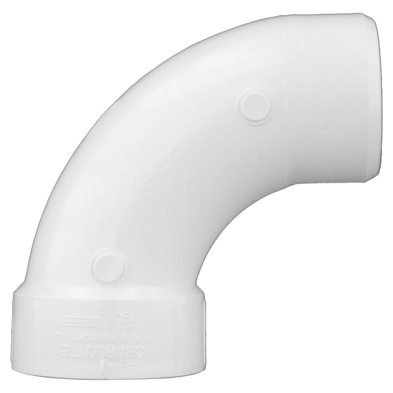Charlotte Pipe Schedule 40 3 in. Spigot X 3 in. D Hub PVC 90 Degree Elbow 1 pk