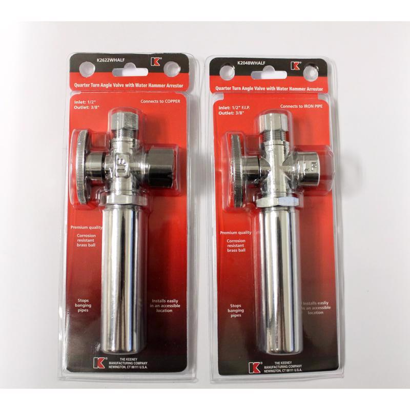 Keeney 5/8 in. CTS in. X 3/8 in. Compression Brass Shut-Off Valve with Water Hammer