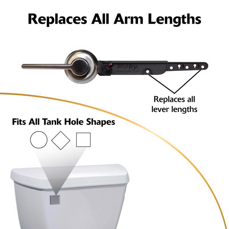 Korky StrongARM Classic Style, Brushed Nickel Flush Handle