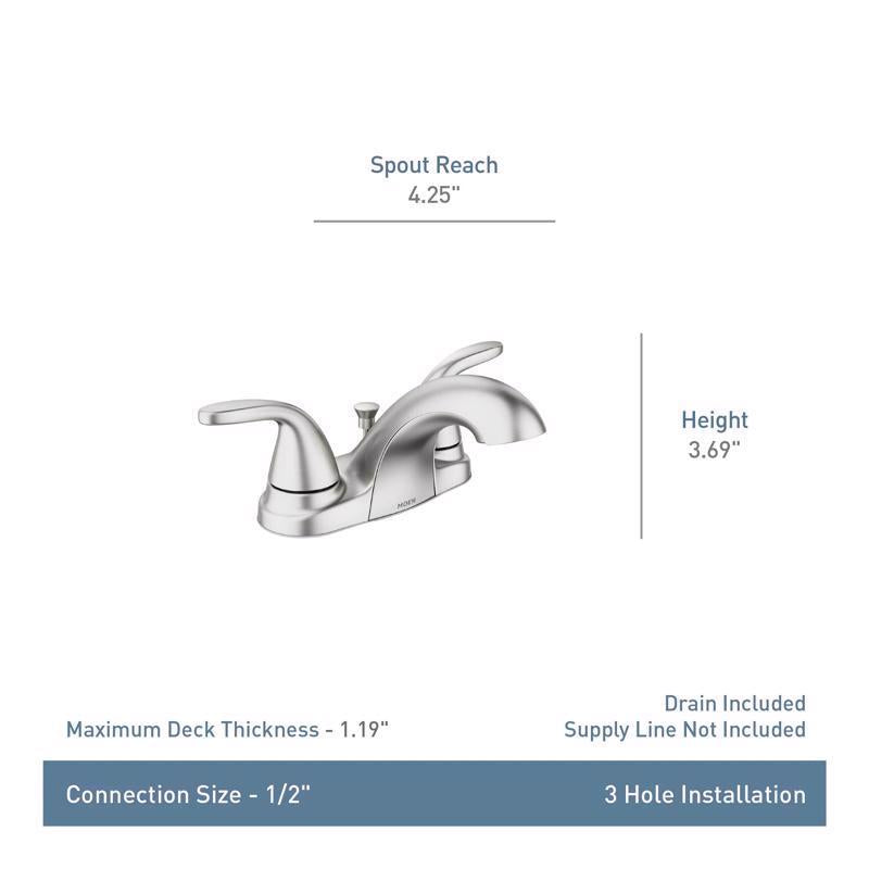 Moen Adler Brushed Nickel Bathroom Faucet 4 in.