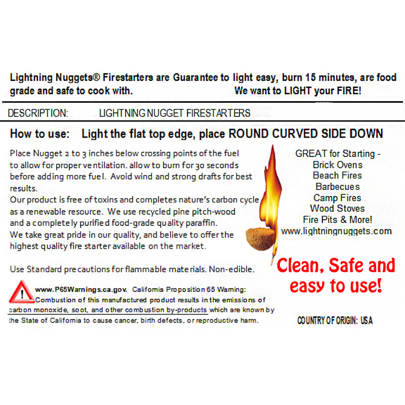 Lightning Nugget Natural Pine Fire Starter 15 min 50 pk