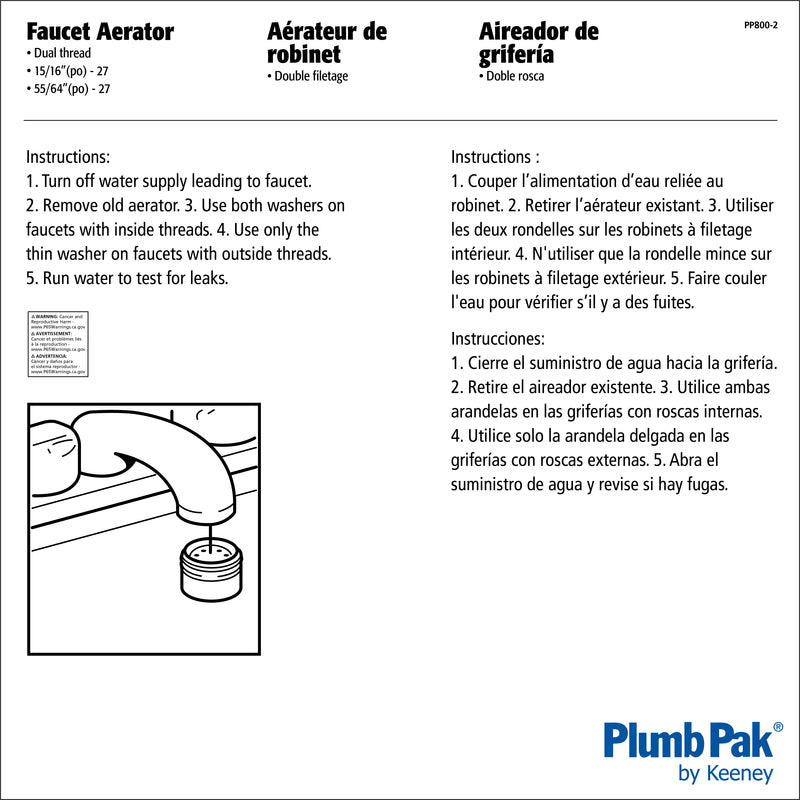 Plumb Pak 15/16 in.-27 x 55/64 in.-27 Chrome Plated Faucet Aerator