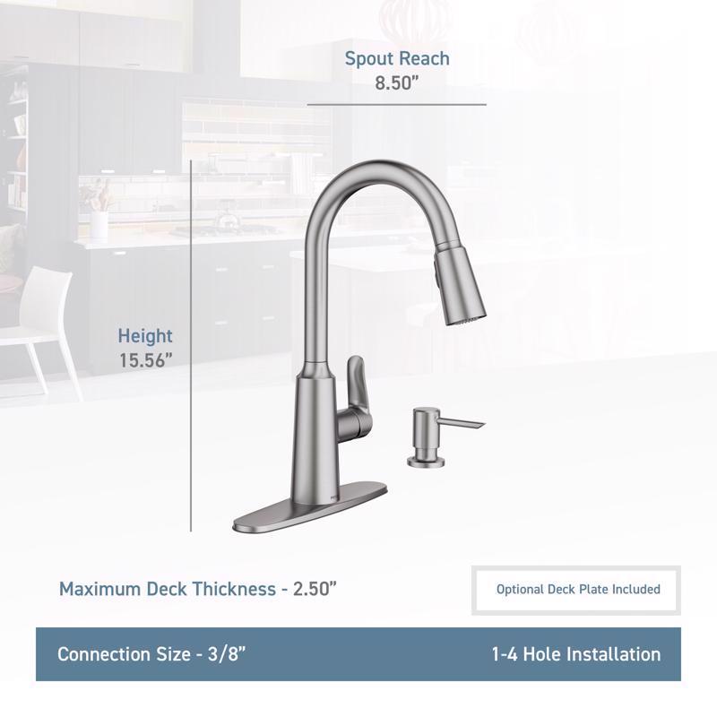 Moen Edwyn One Handle Stainless Steel Pull-Down Kitchen Faucet