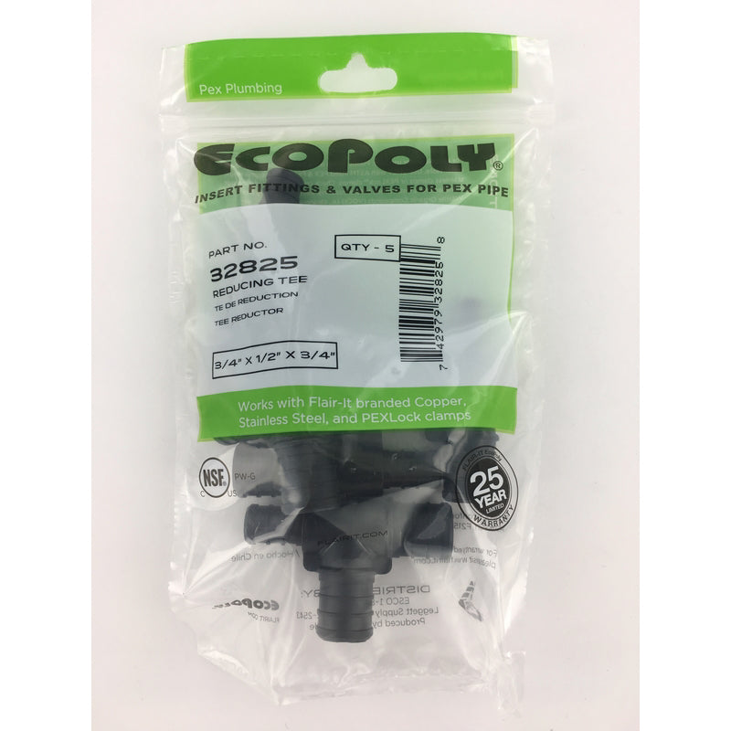 Flair-It Ecopoly 3/4 in. PEX Barb X 1/2 in. D PEX Reducing Tee